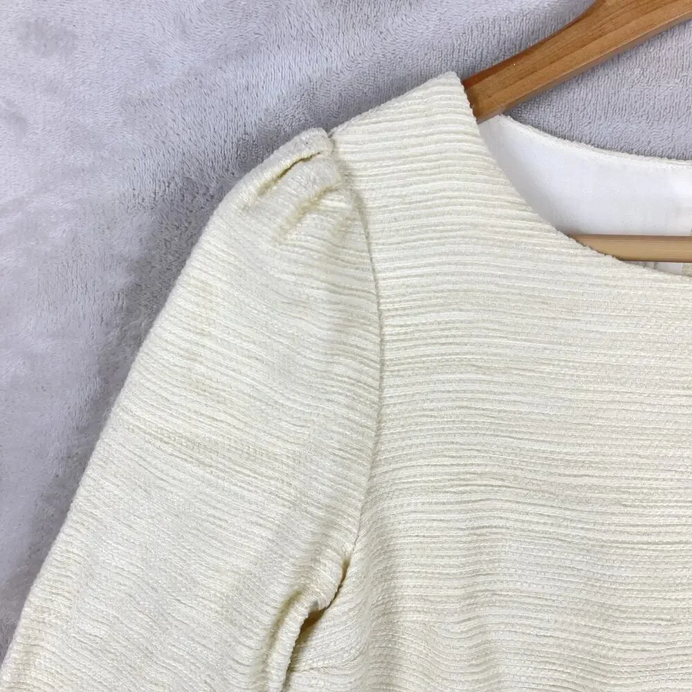 NWT Rosaé Paris Le Halévy Peplum Blouse Tweed Vanilla Size French 38 / US 6